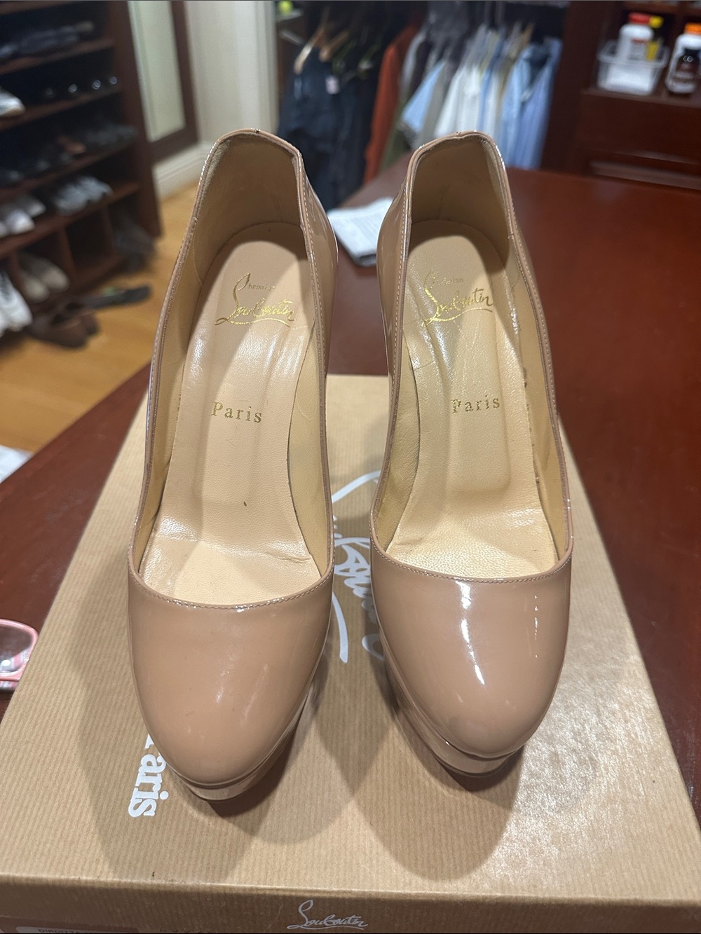 Christian Louboutin Patent Nude Patent Leather Pumps